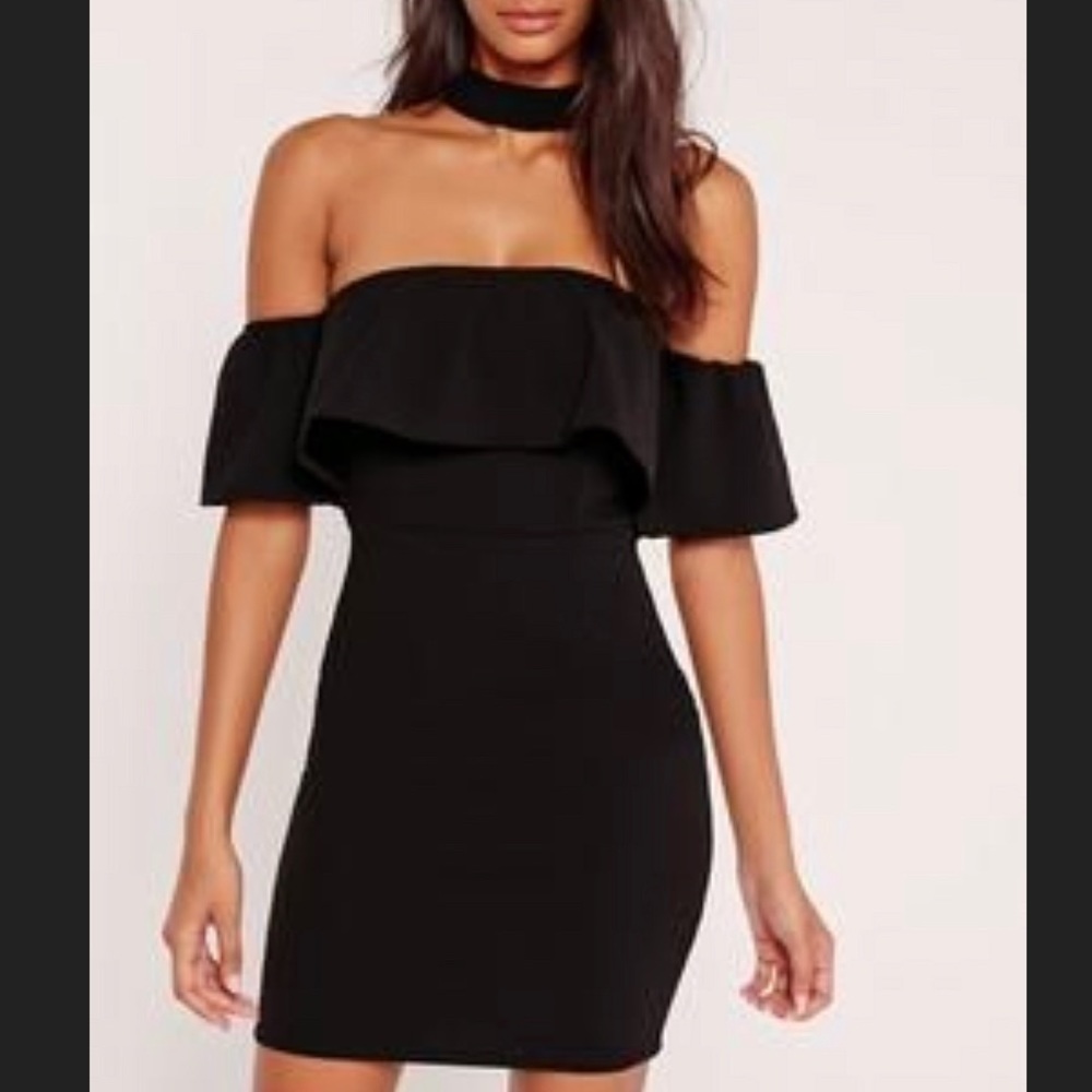 Missguided Choker neck black Bardot dress